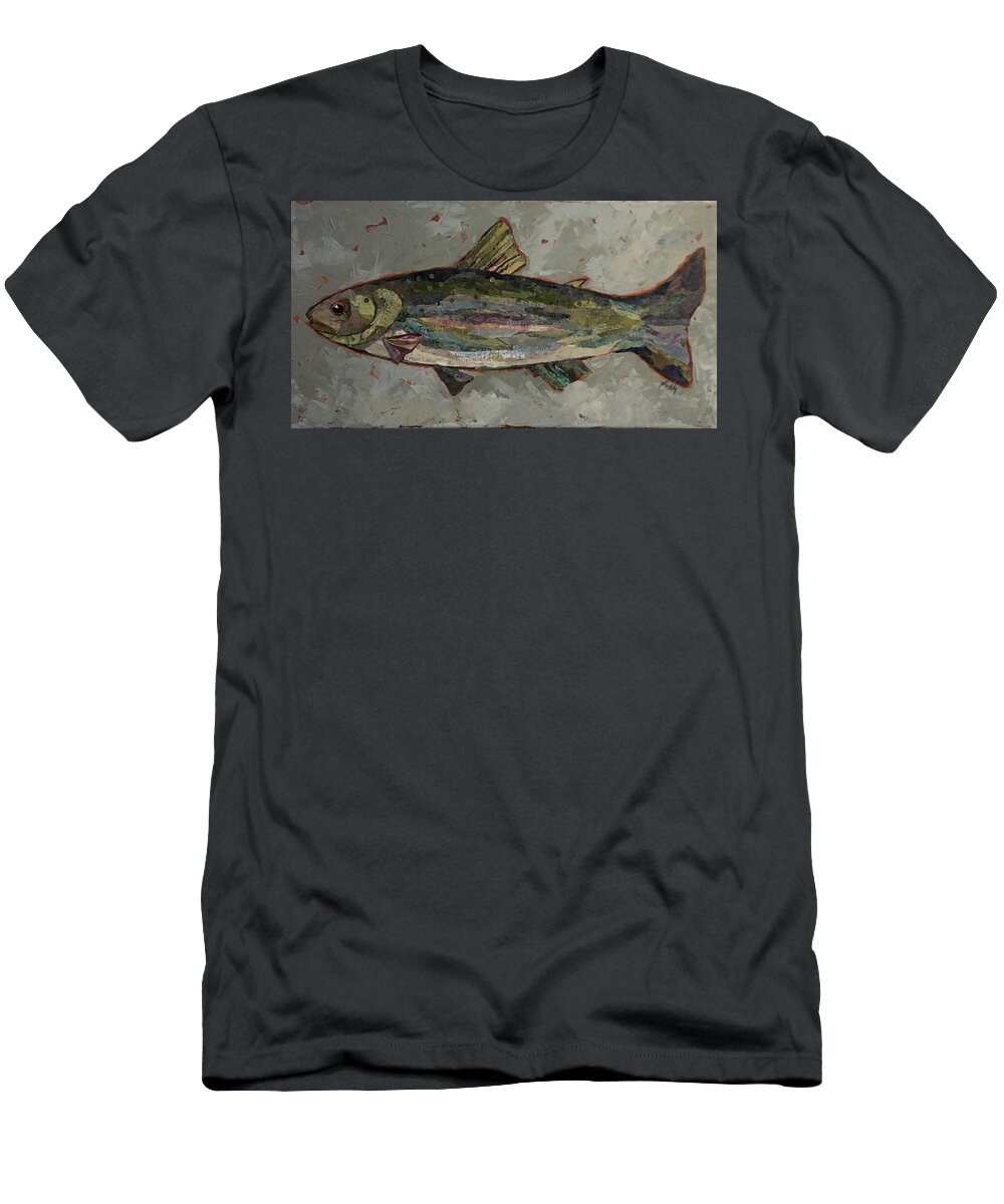 Trout T-Shirt featuring the painting Lake Trout by Phiddy Webb