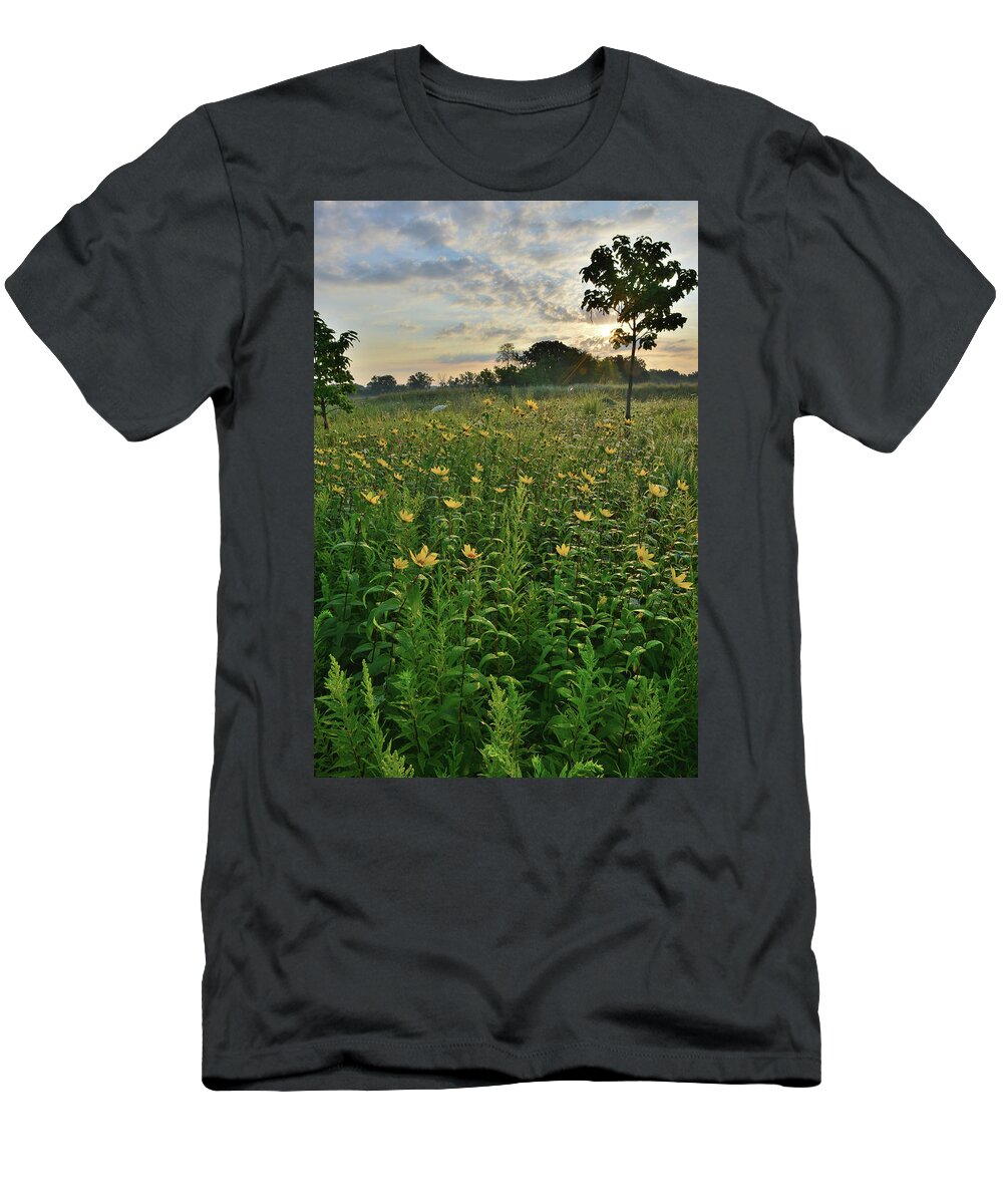 Lake County T-Shirt featuring the photograph Lakewood Prairie Sunrise by Ray Mathis