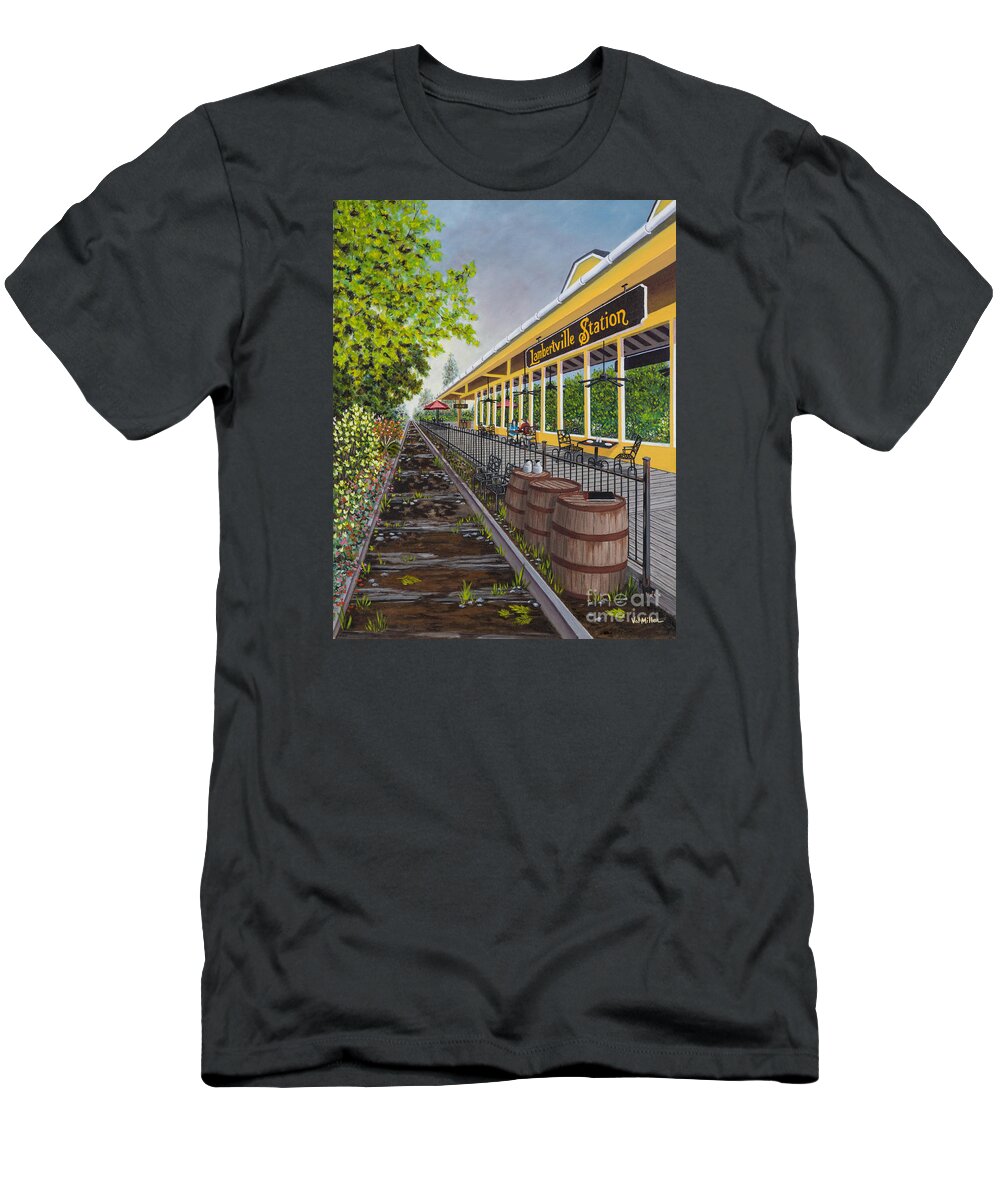 Lambertville Station T-Shirt featuring the painting Lambertville Station by Val Miller