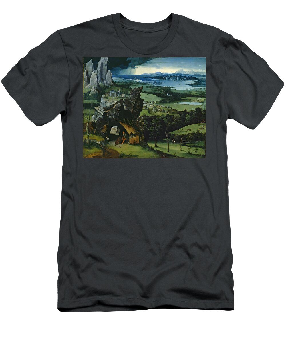 Joachim Patinir T-Shirt featuring the painting Landscape with Saint Jerome by Joachim Patinir