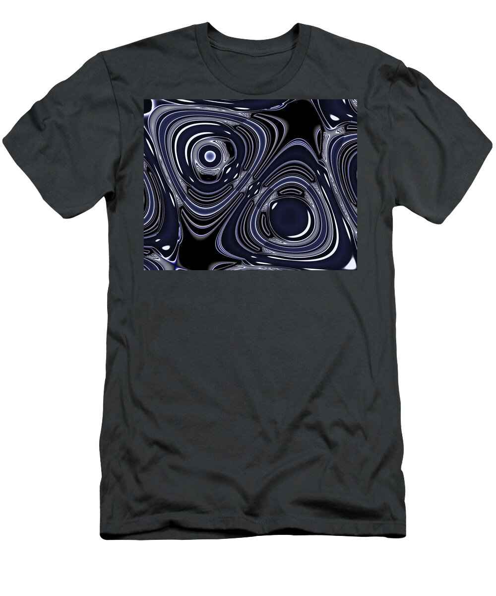 Abstract T-Shirt featuring the digital art Lapis and Chrome Abstract by Judi Suni Hall