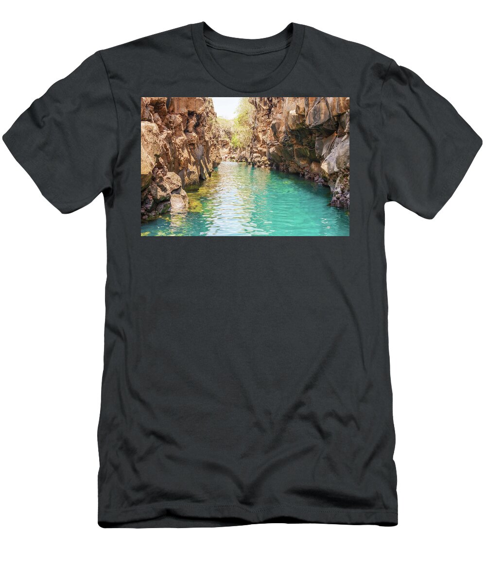 Rocks T-Shirt featuring the photograph Las Grietas on Santa Cruz Island in Galapagos by Marek Poplawski