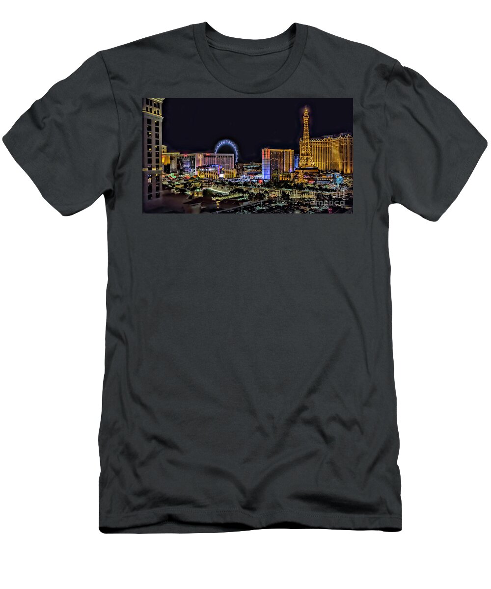 Las Vegas T-Shirt featuring the photograph Las Vegas Night Skyline by Walt Foegelle