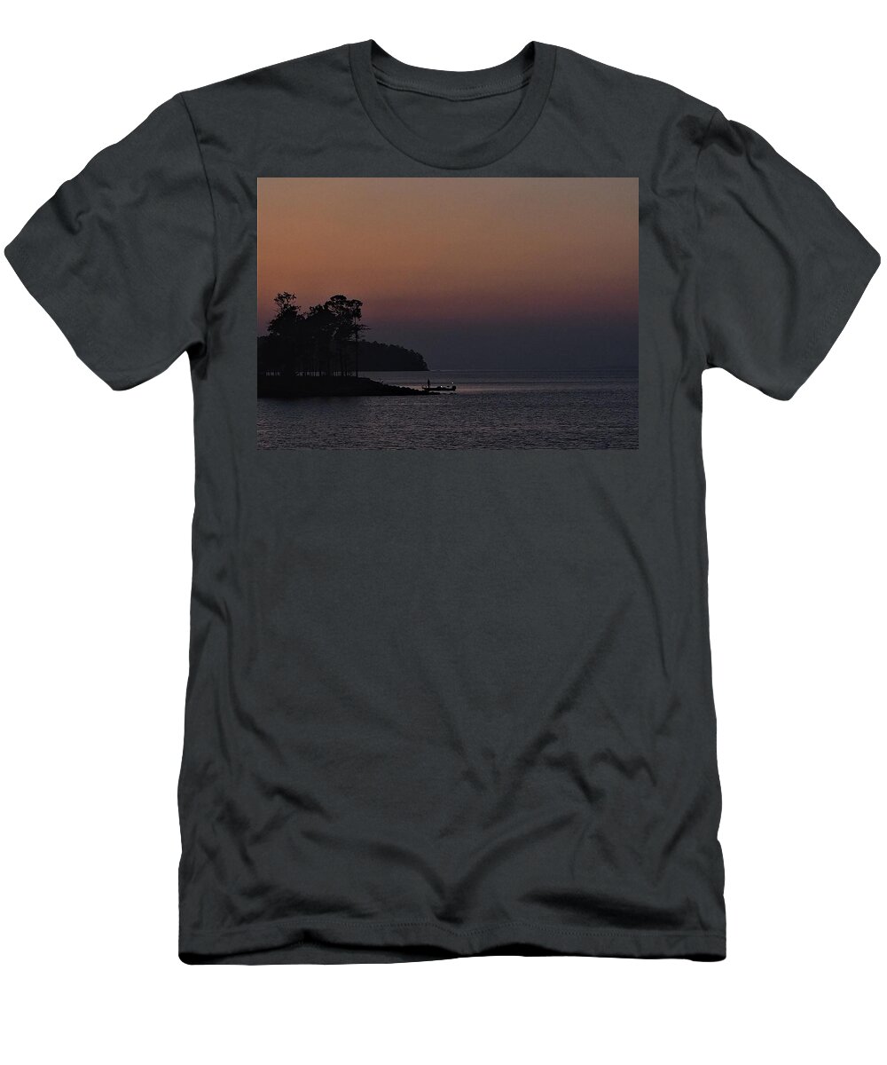 Sunset T-Shirt featuring the photograph Last Light Fishing by Jerry Connally