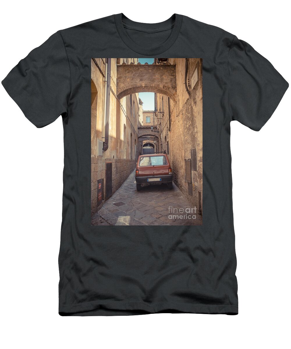 Italy T-Shirt featuring the photograph Late Model Car in Ancient Alley by Edward Fielding