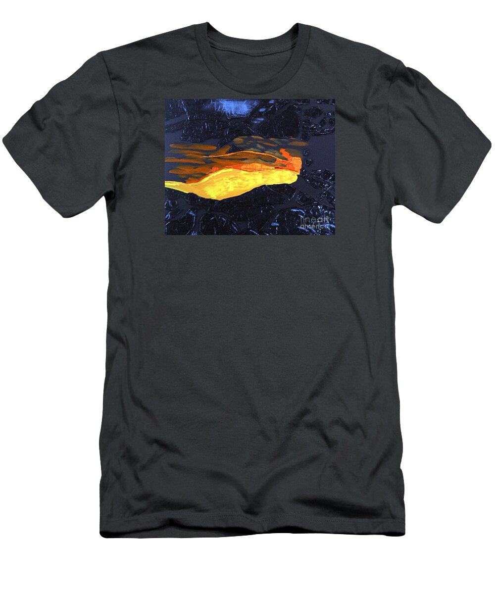 Lava T-Shirt featuring the painting Lava Flow by Karen Nicholson