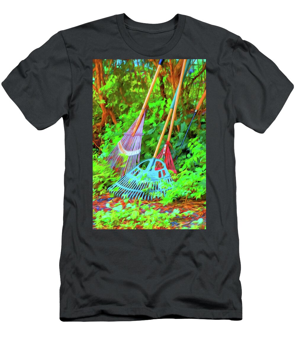Lematis Vine T-Shirt featuring the photograph Lawn Tools by Tom Singleton