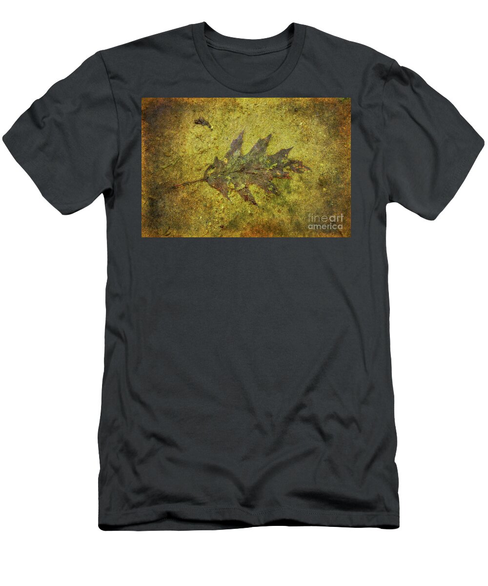 Leaf In Mud T-Shirt featuring the digital art Leaf in Mud Two by Randy Steele