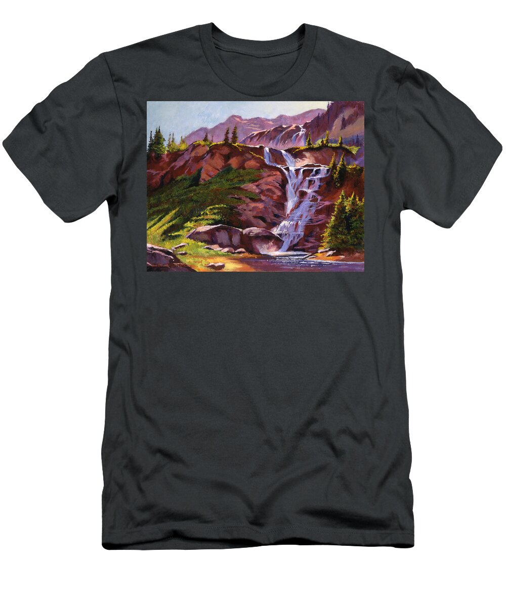 Landscape T-Shirt featuring the painting Legend Falls by David Lloyd Glover