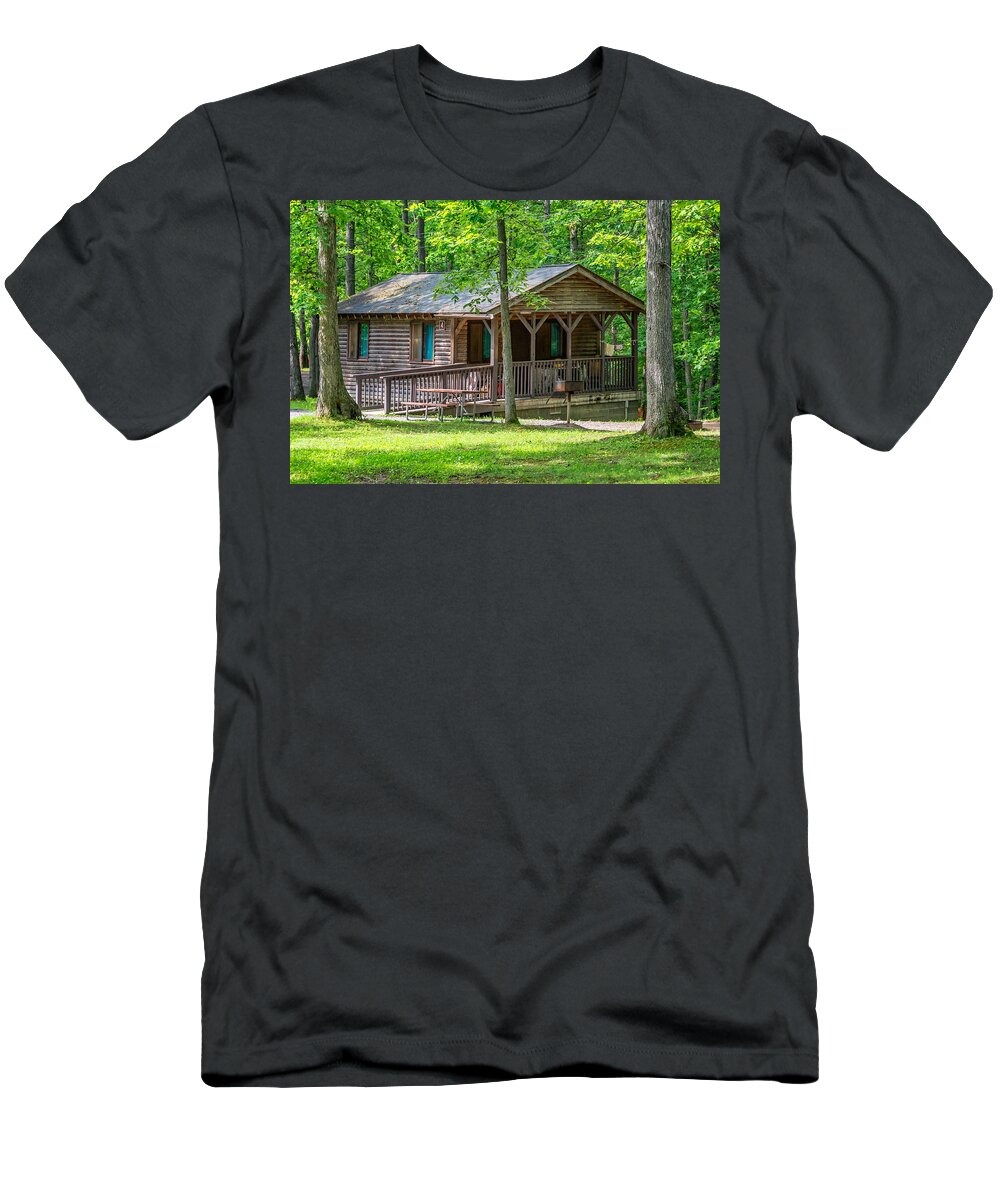 Steve Harrington T-Shirt featuring the photograph Letchworth State Park Cabin by Steve Harrington