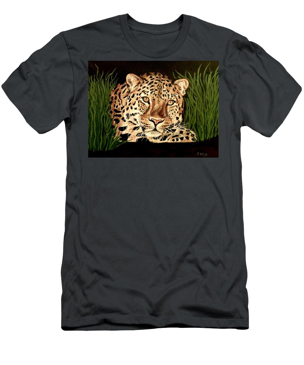 Leopard T-Shirt featuring the painting Liam by Teresa Wing