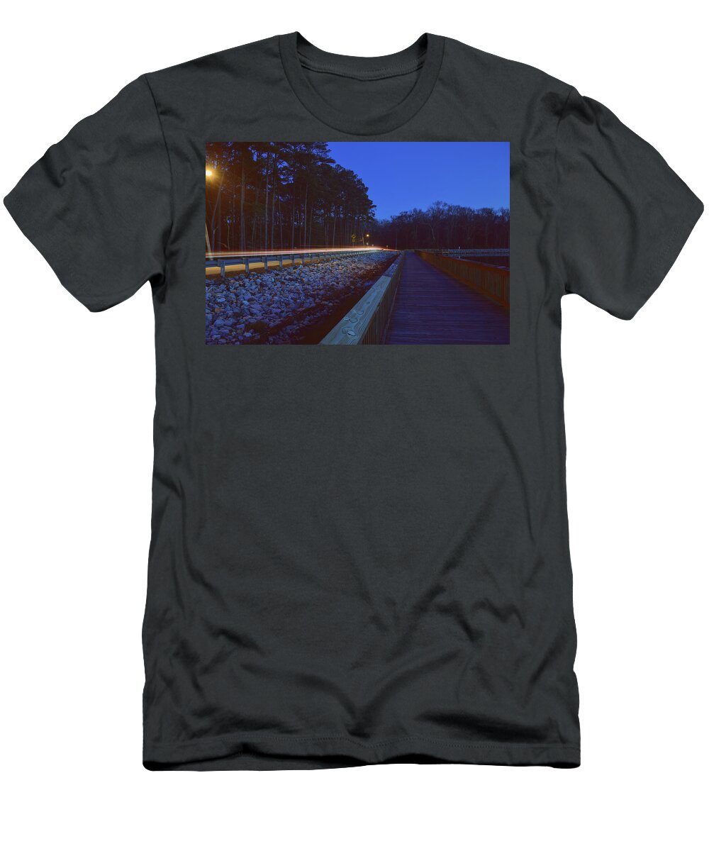 Light T-Shirt featuring the photograph Light Trails on Elbow Road by Nicole Lloyd