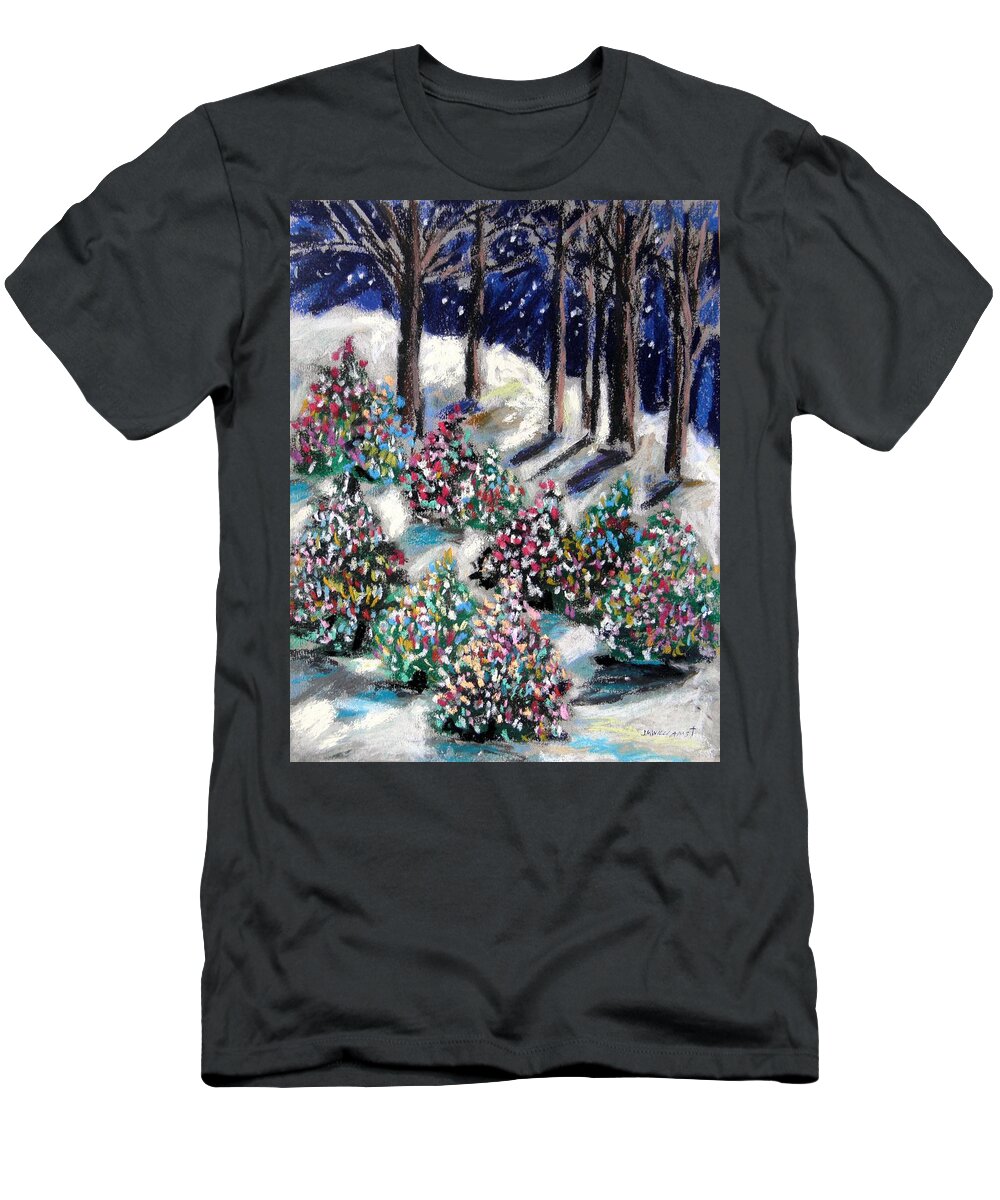Christmas. Blue Sky T-Shirt featuring the painting Lighted Path by John Williams