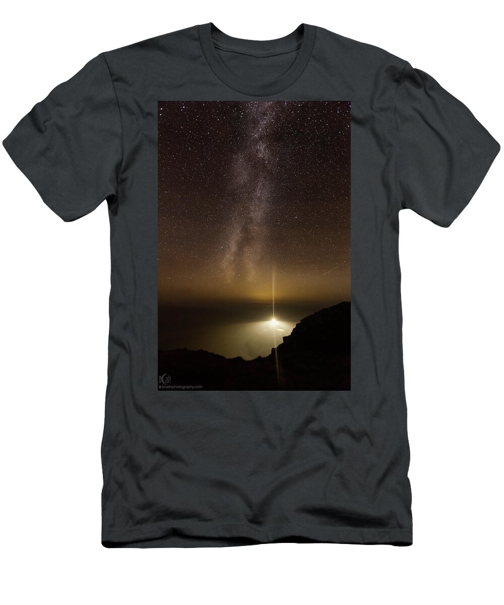 Astrophotography T-Shirt featuring the photograph Lighthouse and Milky Way by B Cash