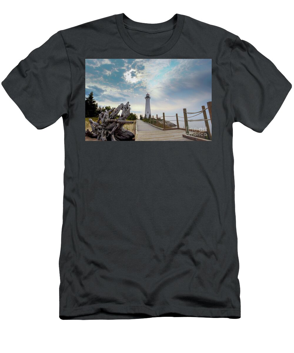 Lighthouse T-Shirt featuring the photograph Lighthouse Crisp Point -0008 by Norris Seward
