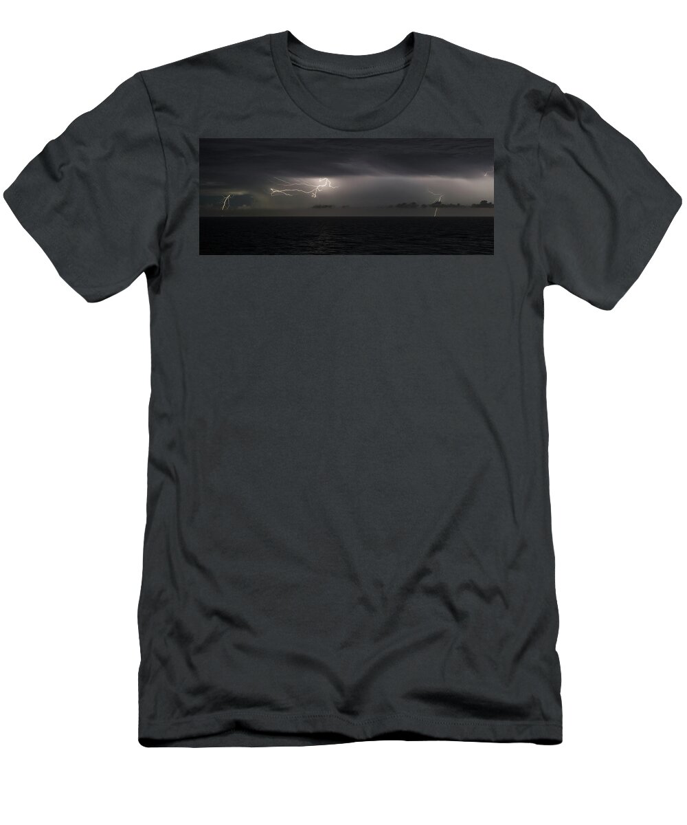 Lightning T-Shirt featuring the photograph Lightning at Sea II by William Dickman