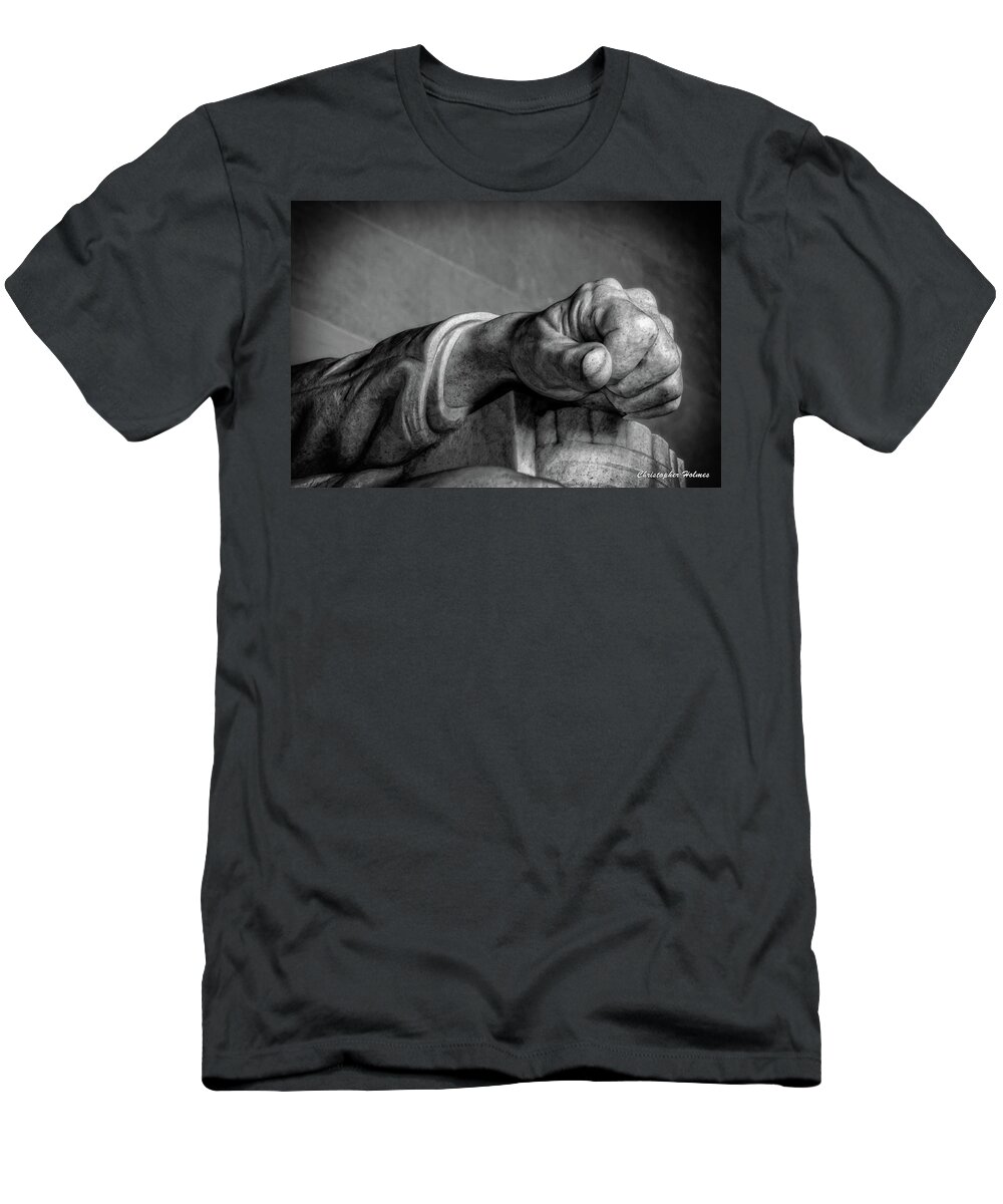 Lincoln T-Shirt featuring the photograph Lincoln's Left Hand B-W by Christopher Holmes