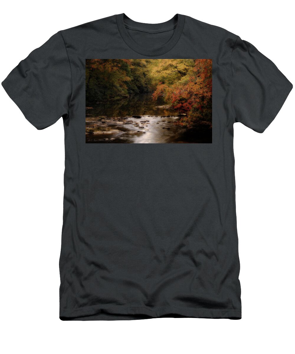 Stream T-Shirt featuring the photograph Linville River Autumn by C Renee Martin