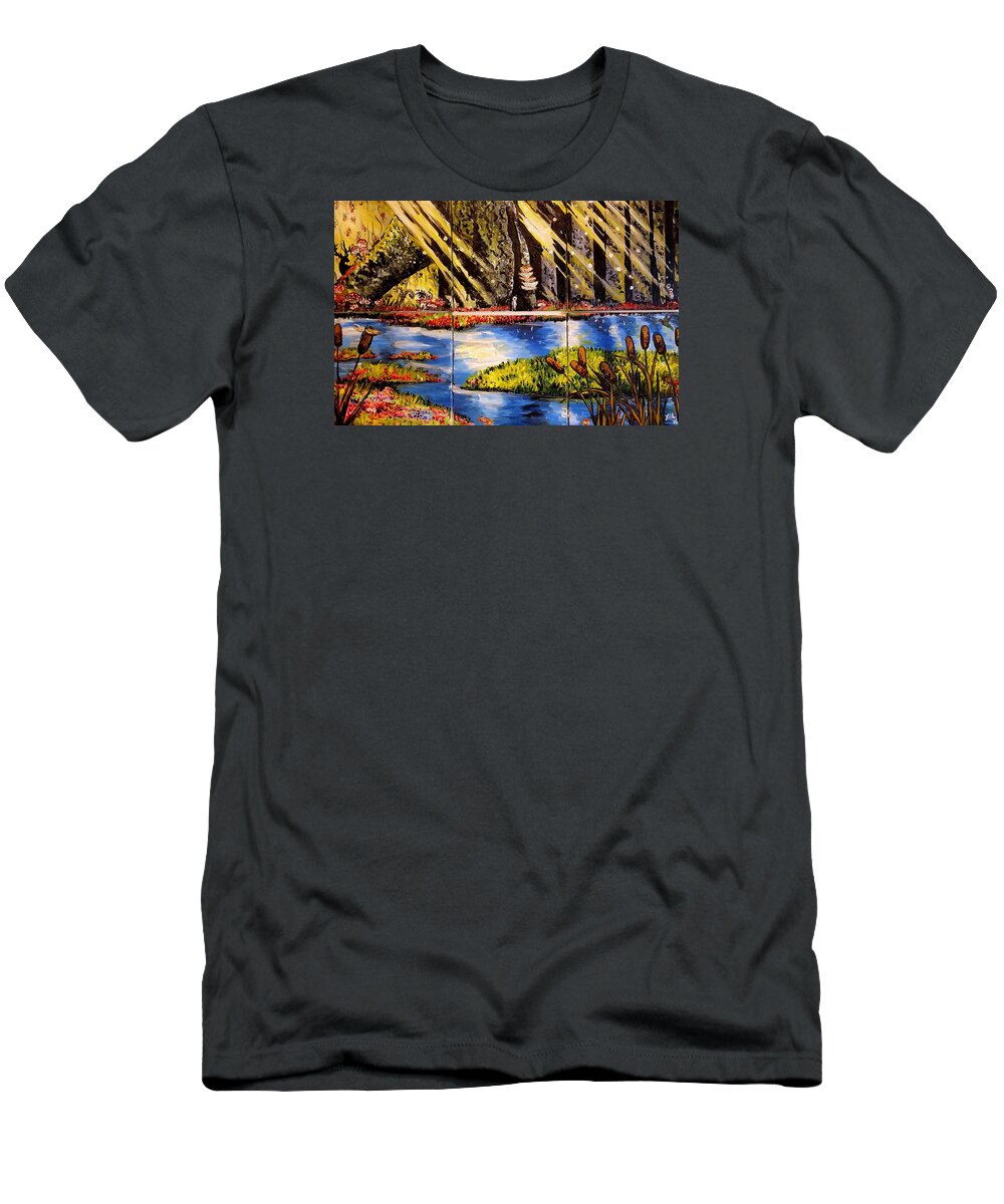 Landscape T-Shirt featuring the painting Lisas Neck of the Woods by Alexandria Weaselwise Busen