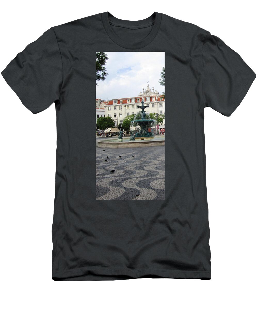 Lisbon T-Shirt featuring the photograph Lisbon Water Fountain Portugal by John Shiron