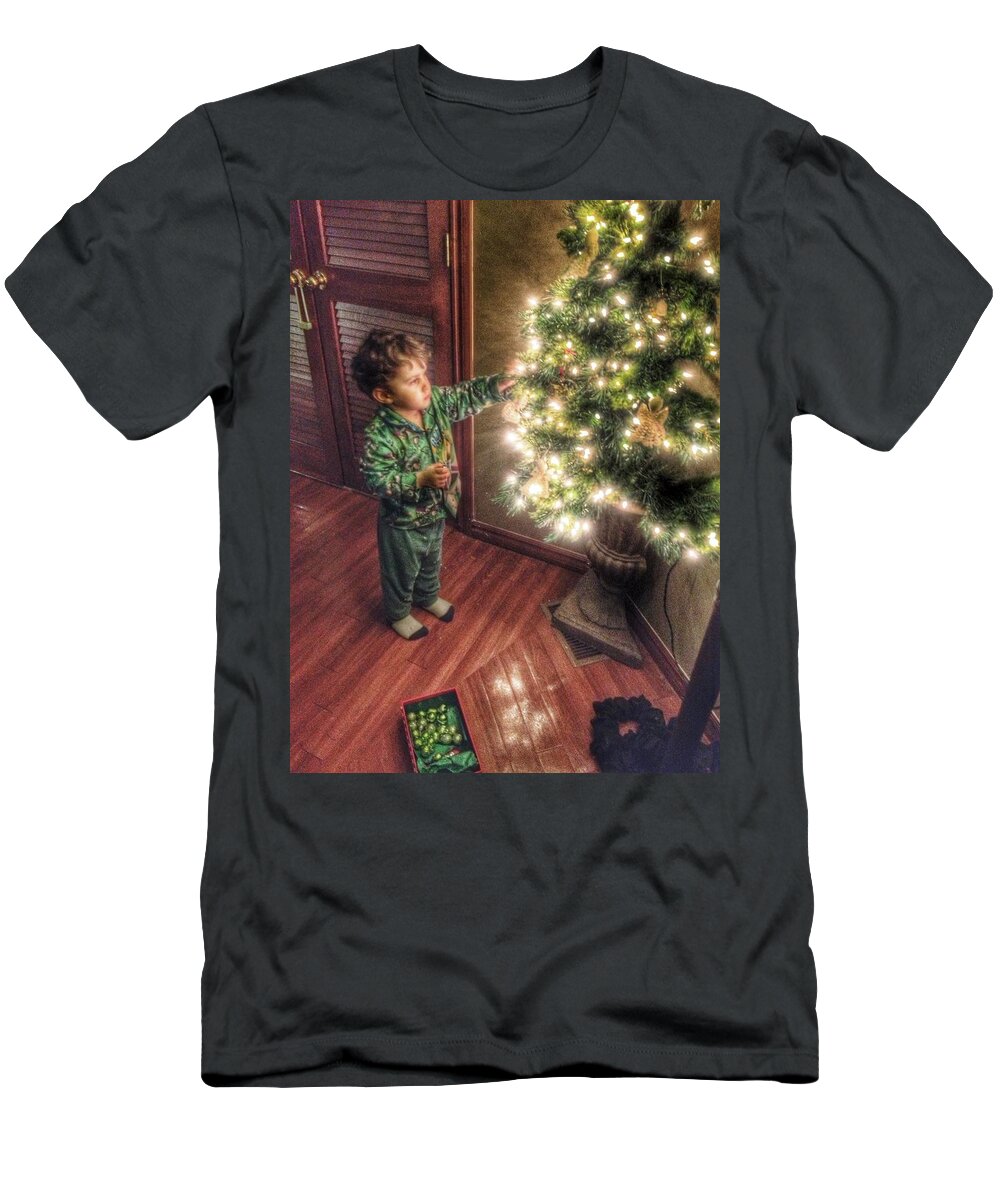 Boy T-Shirt featuring the photograph Little Boy's Christmas Tree by Buck Buchanan