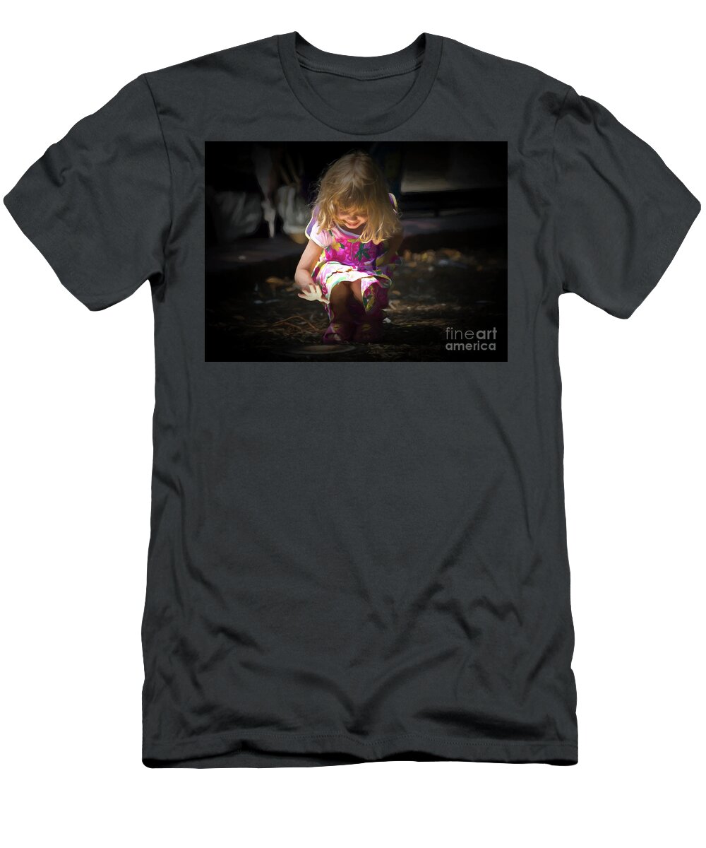 Little Girl T-Shirt featuring the digital art Little girl with uplight by Sheila Smart Fine Art Photography