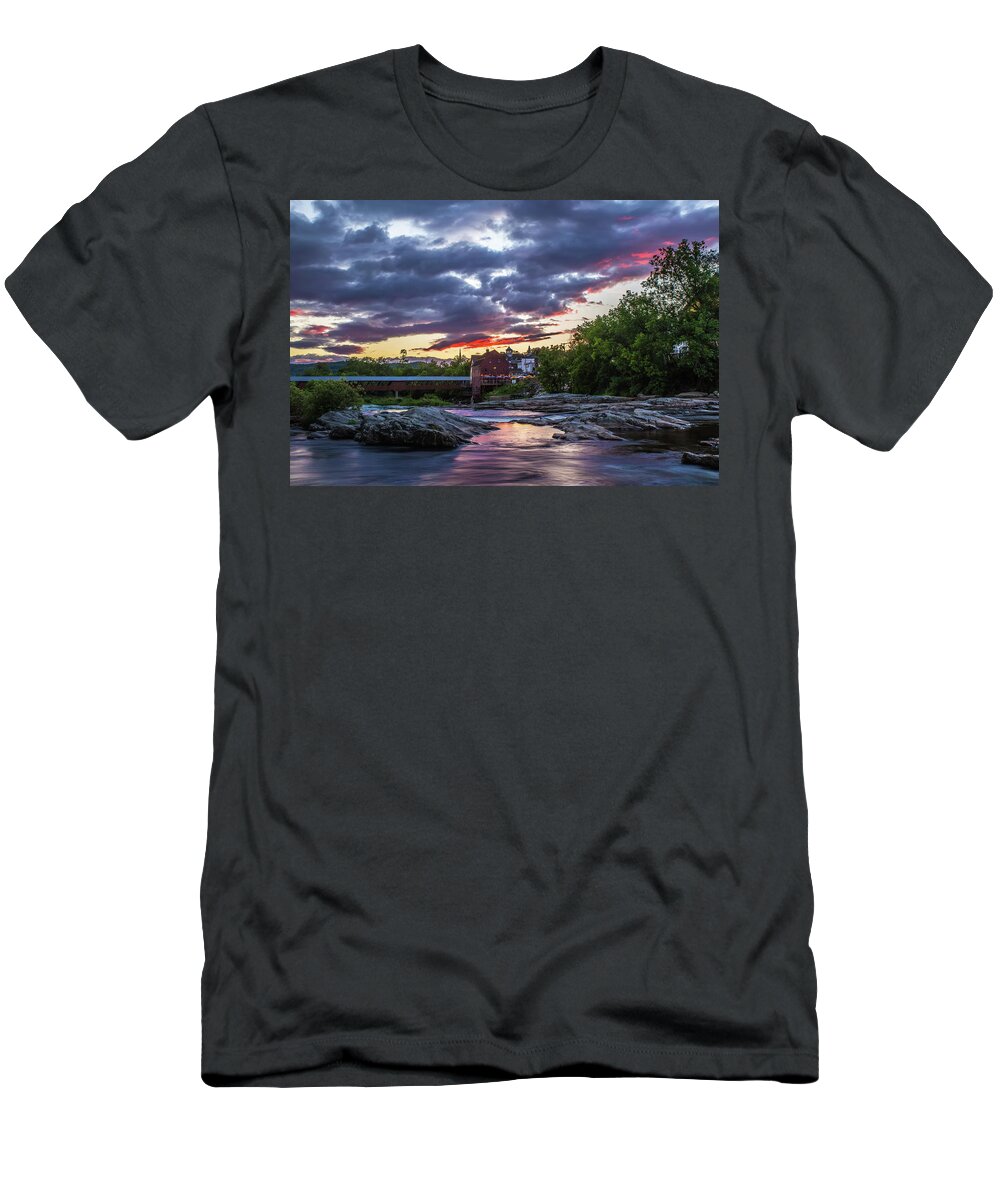 Littleton T-Shirt featuring the photograph Littleton Sunset on the Rocks by White Mountain Images
