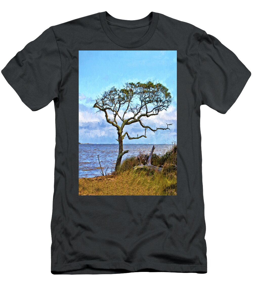 Sandra Anderson T-Shirt featuring the photograph Live Oak on Winyah Bay by Sandra Anderson