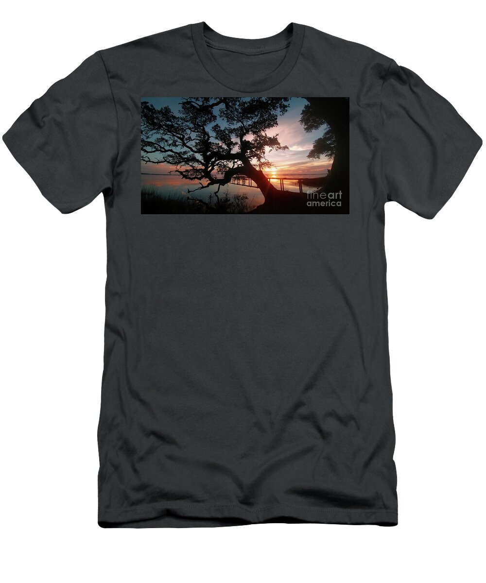 Sunrise T-Shirt featuring the photograph Live oak Sunrise by Benanne Stiens