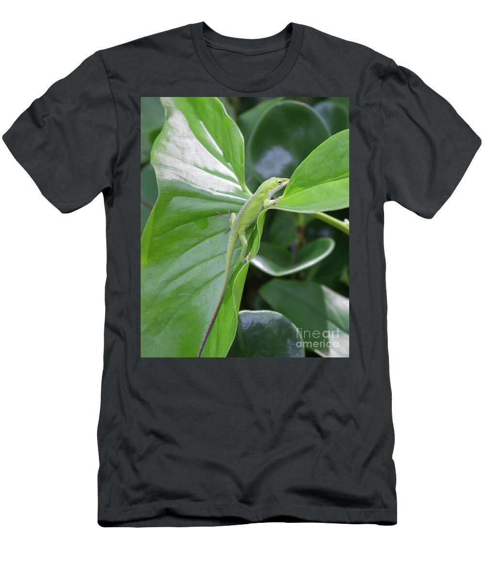 Lizard T-Shirt featuring the photograph Lizard Waimea Trail by Cheryl Del Toro