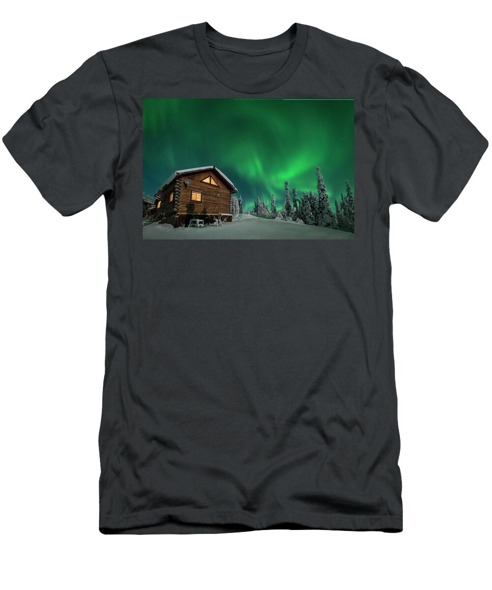 Alaska T-Shirt featuring the photograph Logans Cabin by Robert Fawcett