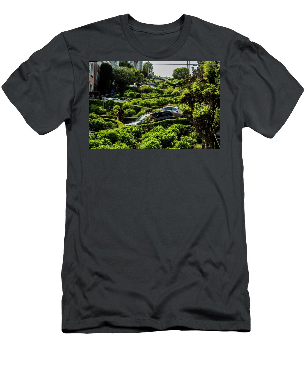 Lombard Street T-Shirt featuring the photograph Lombard Street by Stuart Manning