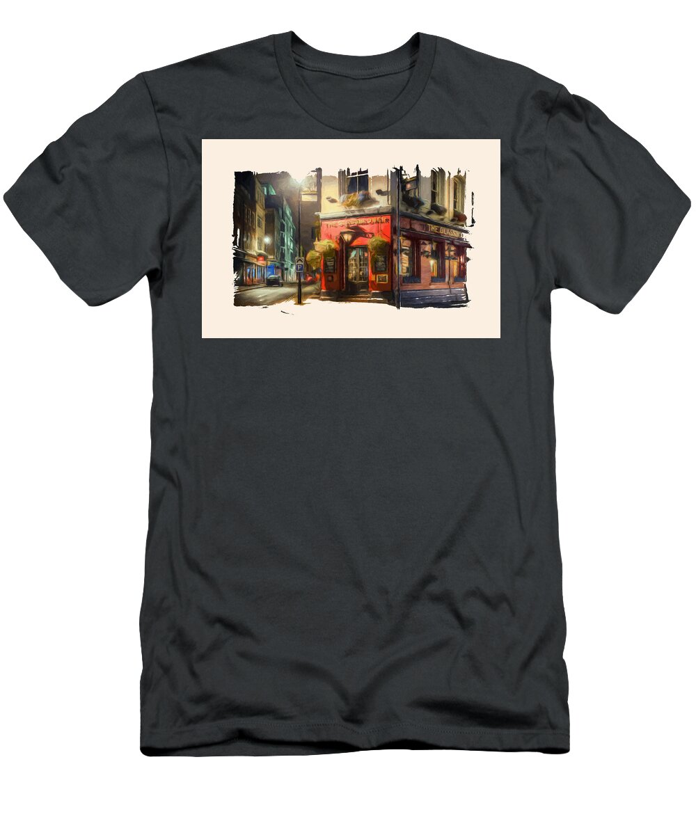 Landscape T-Shirt featuring the digital art London Cafe PF by Ronald Bolokofsky
