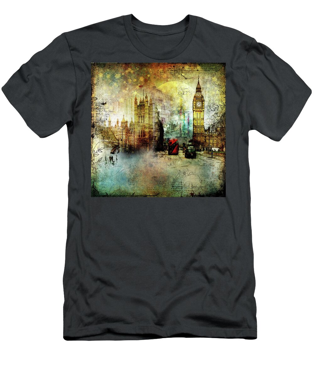 London T-Shirt featuring the digital art London Lights by Nicky Jameson
