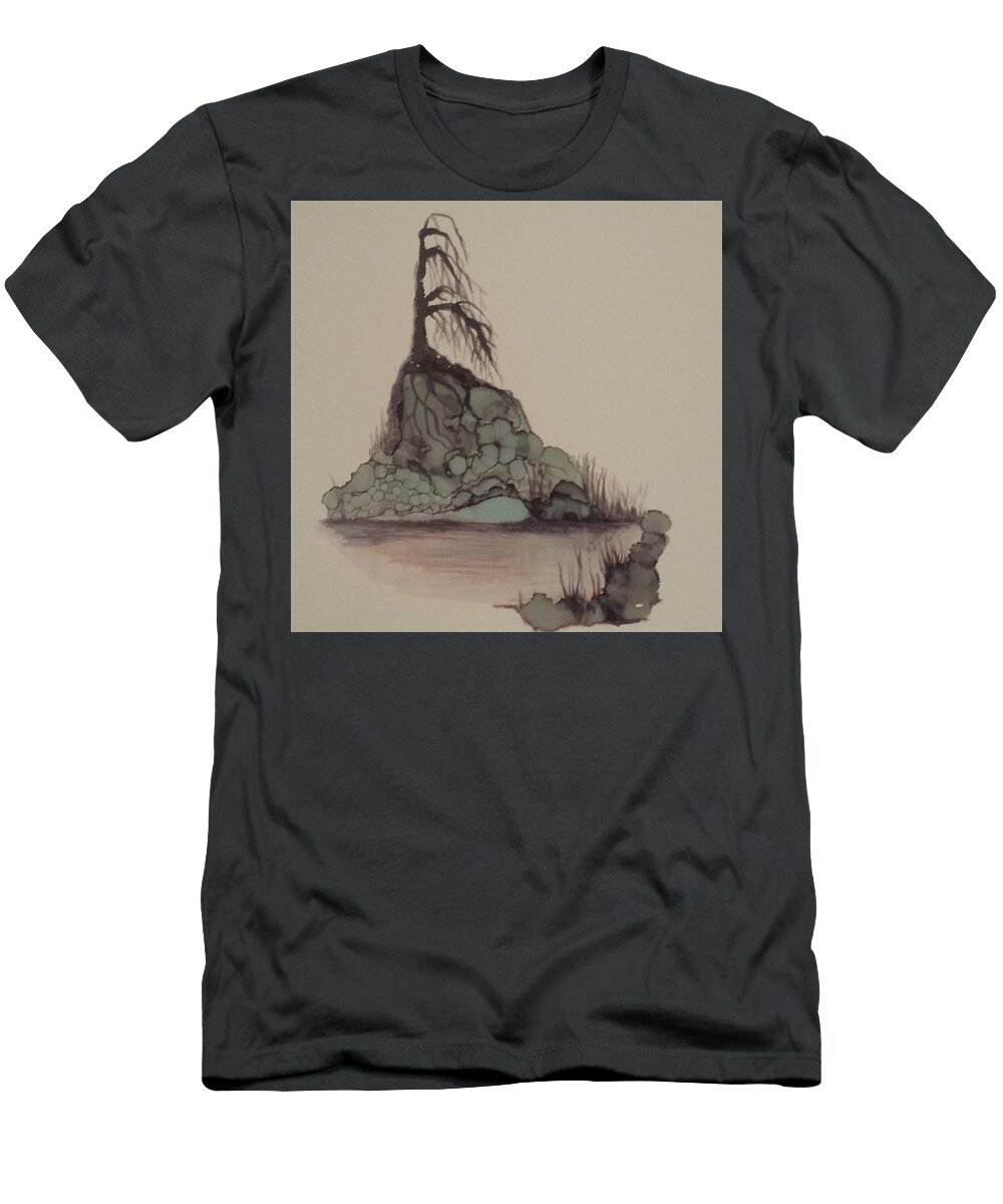 Alcohol Ink T-Shirt featuring the painting Lone Tree by Betsy Carlson Cross