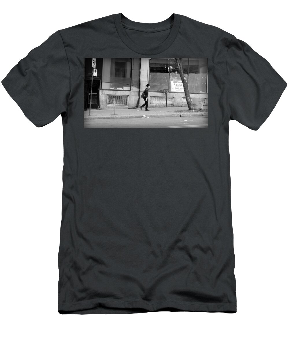 Lonely T-Shirt featuring the photograph Lonely Urban Walk by Valentino Visentini