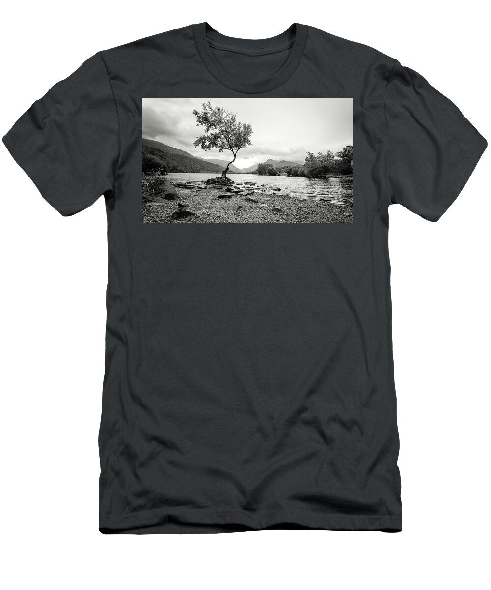 Lonley Tree T-Shirt featuring the photograph Loney Tree Snowdonia Wales Journey of Mountains by John Williams