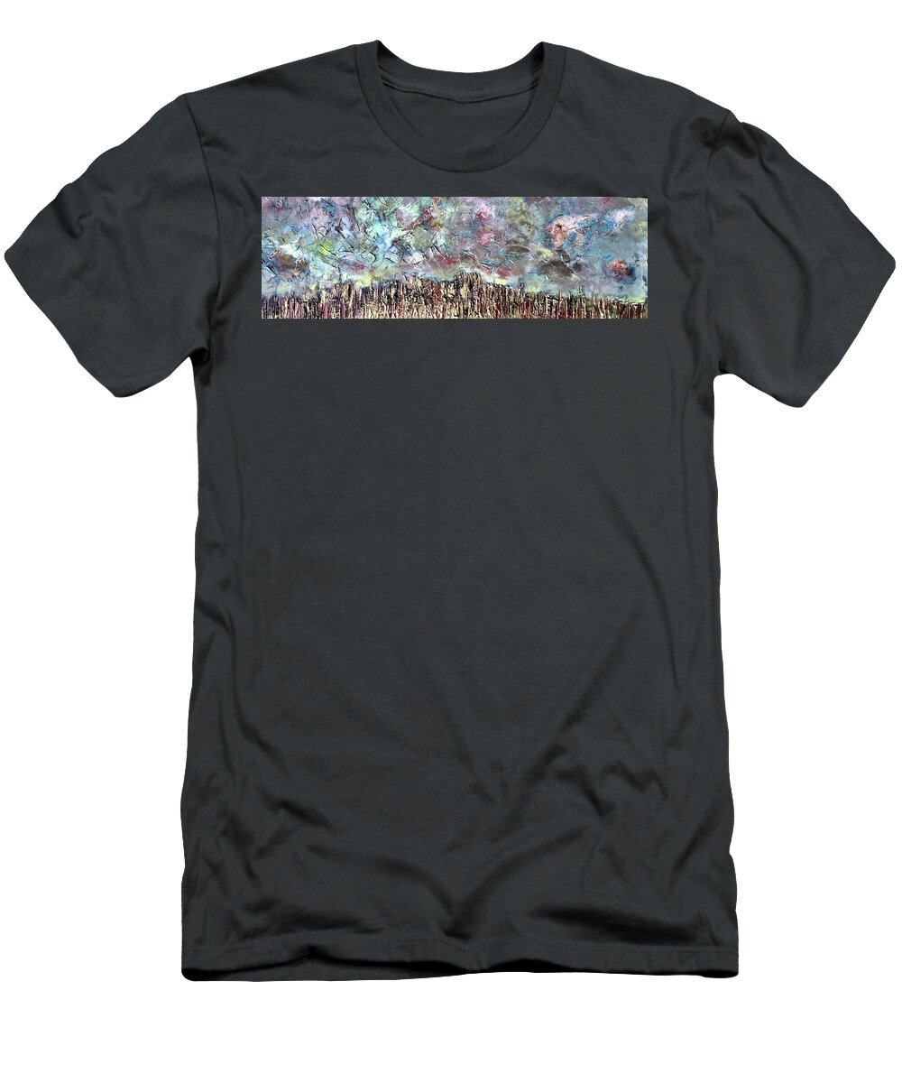 Landsape T-Shirt featuring the painting Long View by Dennis Ellman