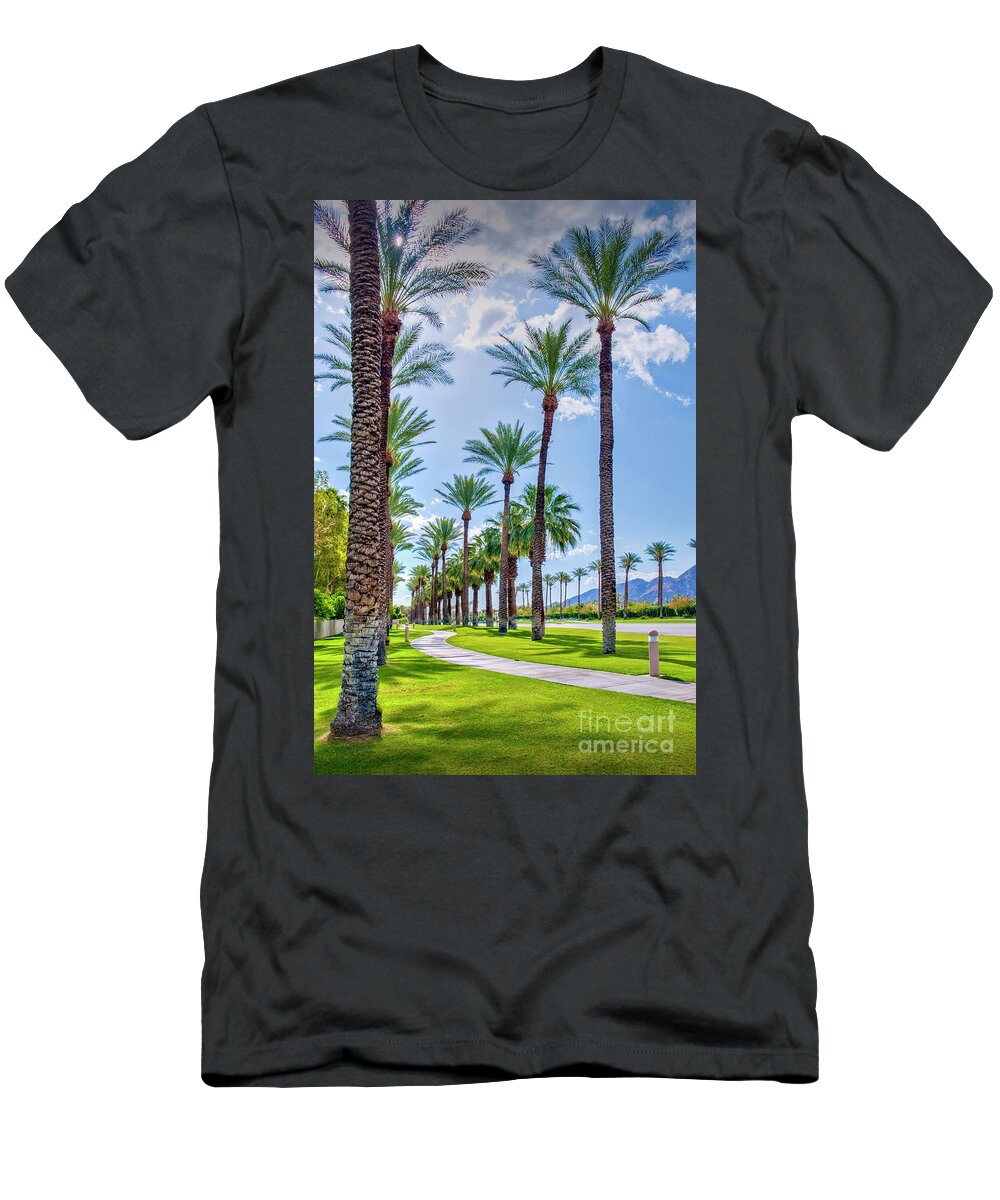 Palm Desert T-Shirt featuring the photograph Looking Up Palm Trees Vertical by David Zanzinger