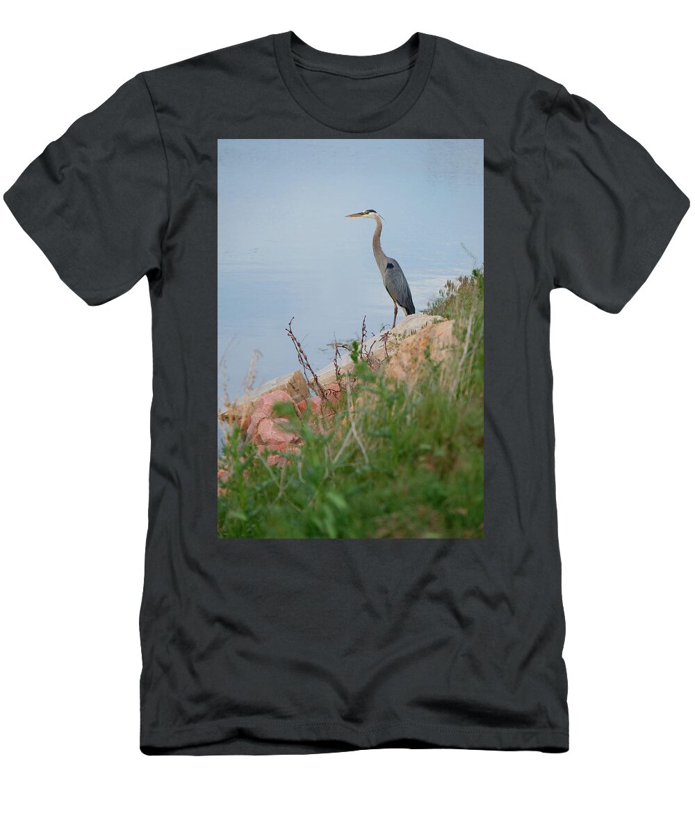 Heron T-Shirt featuring the photograph Lookout by Jessica Myscofski