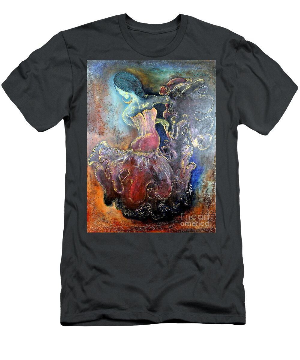 Texture T-Shirt featuring the painting Lost in the Motion by Farzali Babekhan