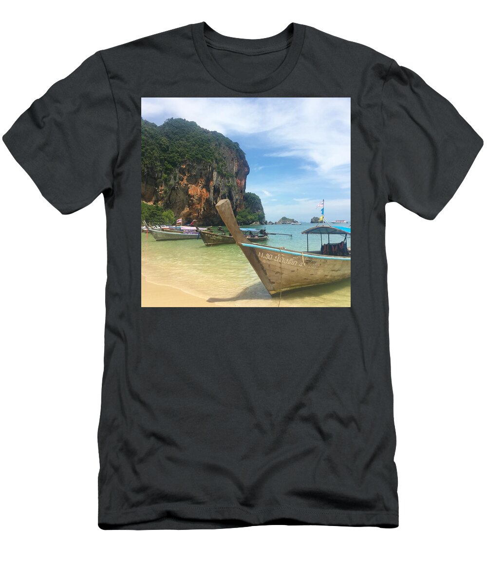 Thailand T-Shirt featuring the photograph Lounging Longboats by Ell Wills
