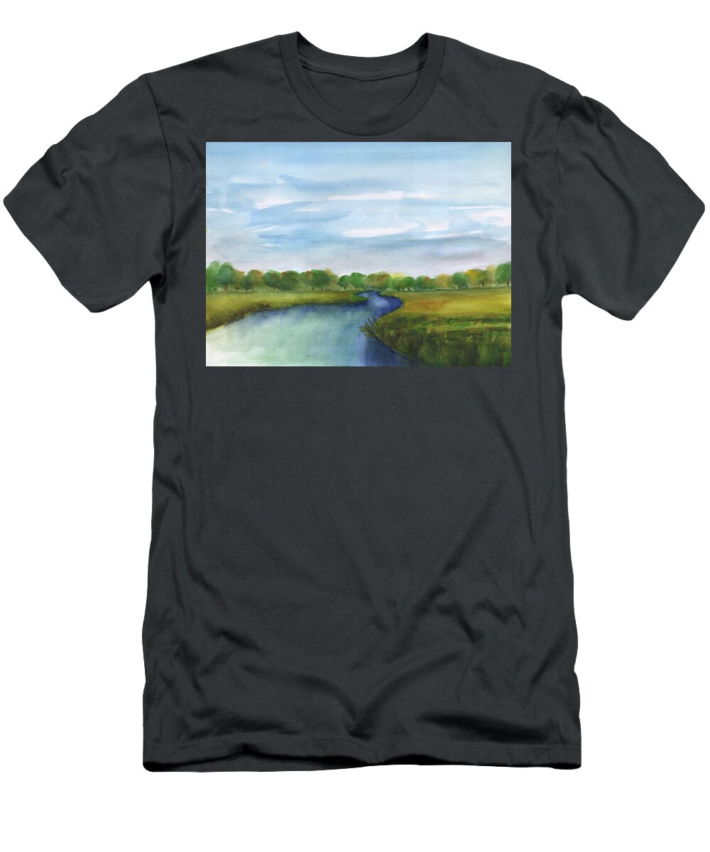 Low Country Marsh T-Shirt featuring the painting Low Country Marsh by Frank Bright