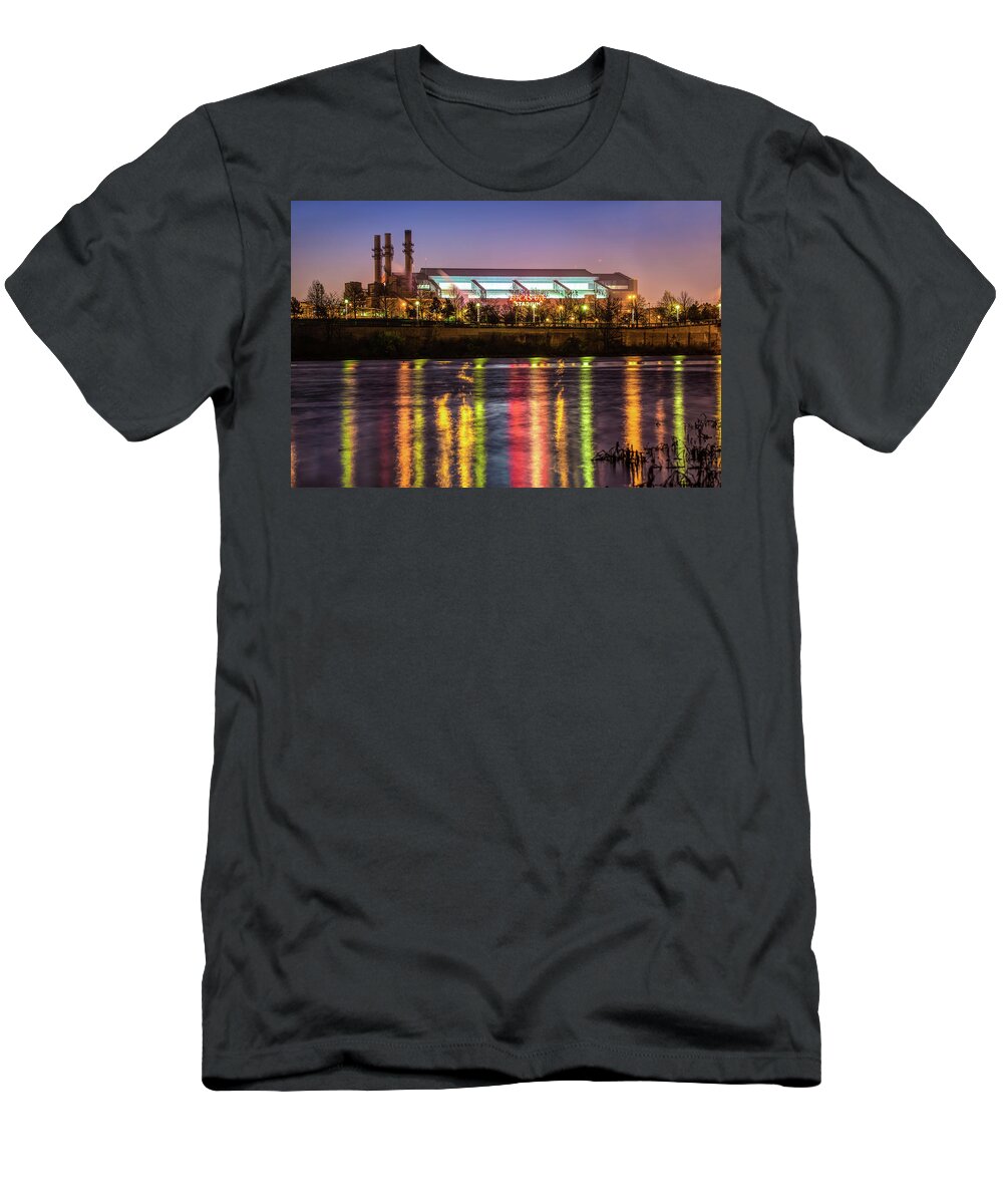 Lucas Oil Stadium T-Shirt featuring the photograph Lucas Oil Stadium at Night - Home of the Indianapolis Colts by Gregory Ballos