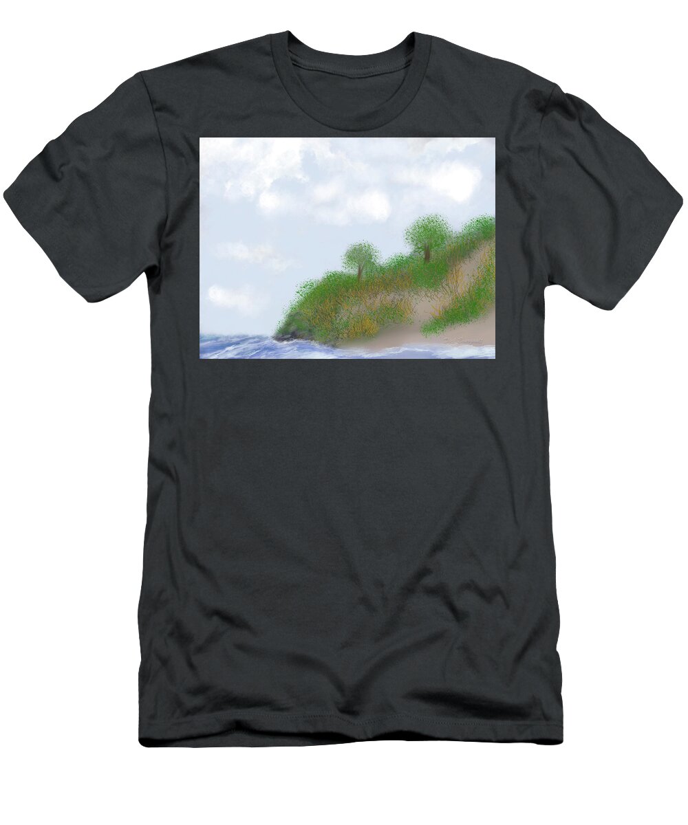 Dunes T-Shirt featuring the digital art Ludington Dunes by Dick Bourgault
