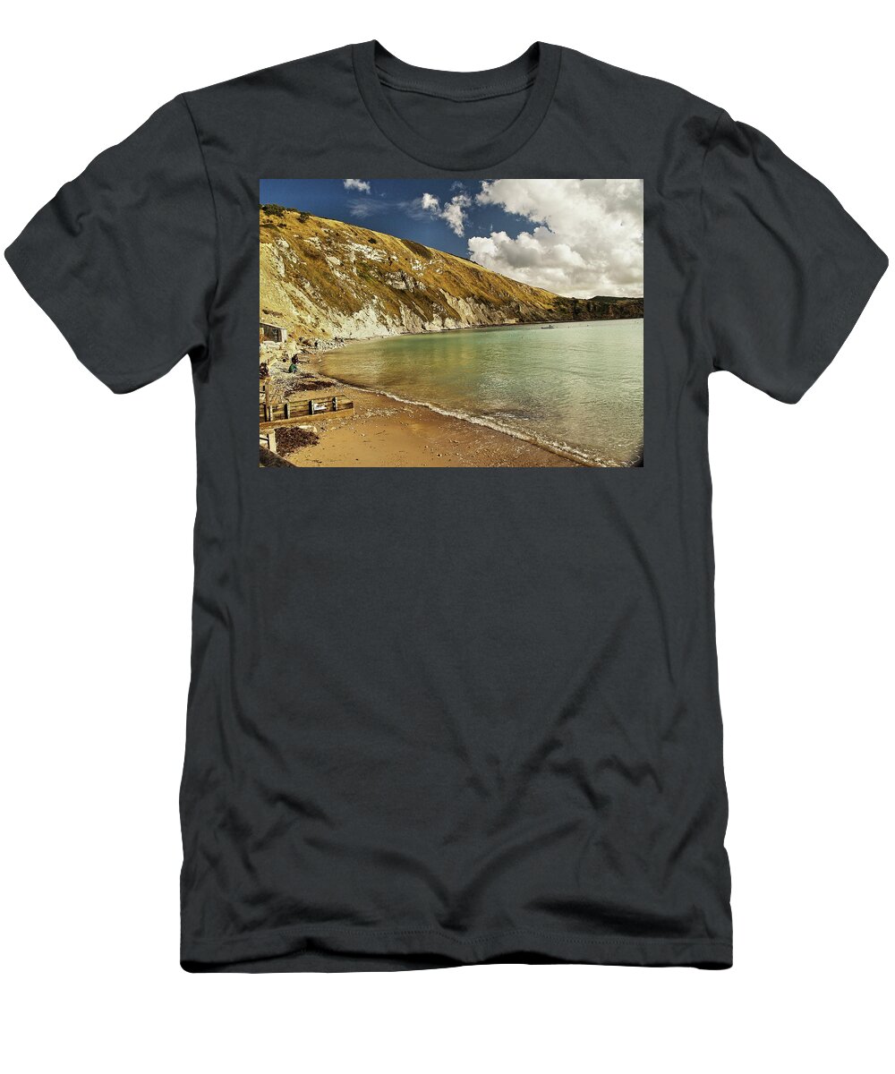 Seascapes T-Shirt featuring the photograph Lulworth Cove Beach by Richard Denyer