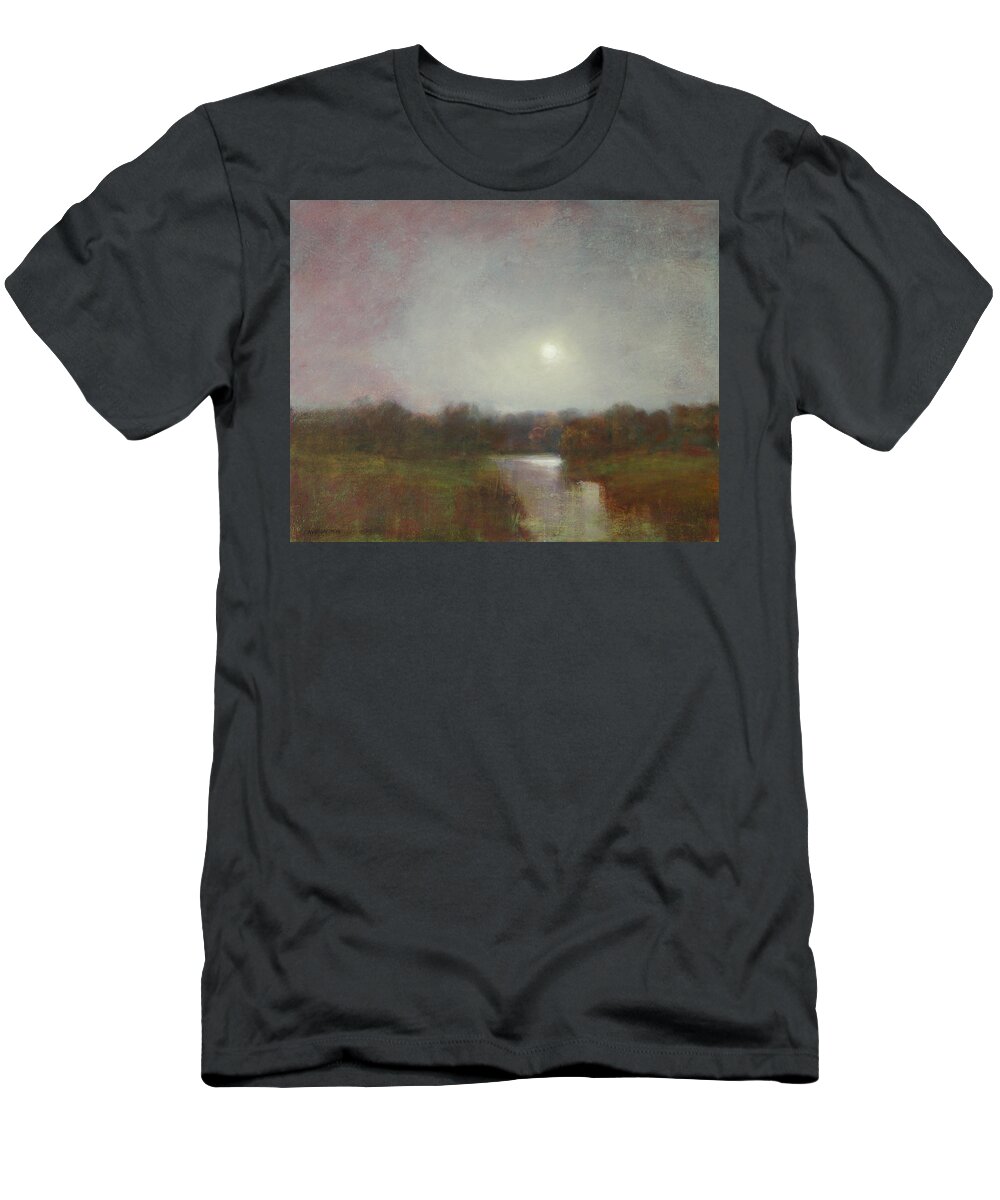 Moon T-Shirt featuring the painting Lunar 14 by David Ladmore