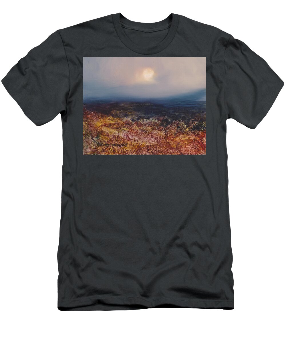 Moon T-Shirt featuring the painting Lunar 46 by David Ladmore