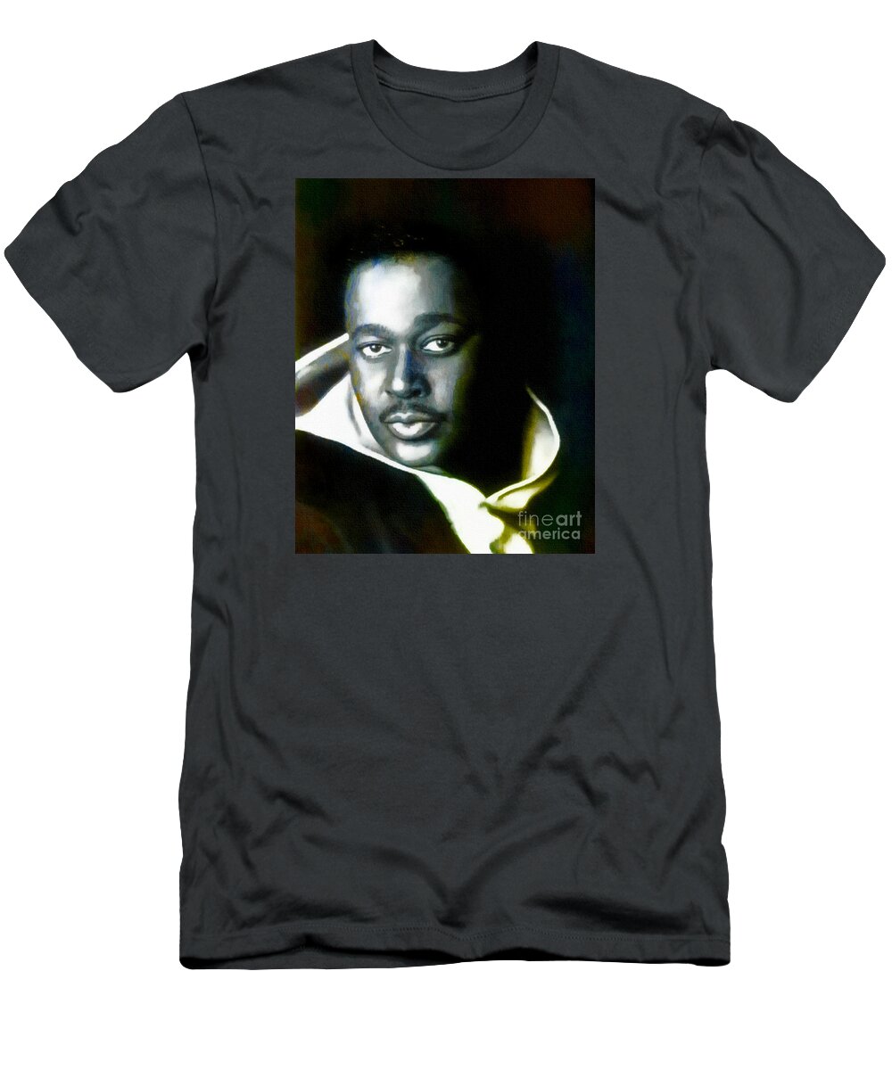 Luther Vandross T-Shirt featuring the painting Luther Vandross - Singer by Ian Gledhill