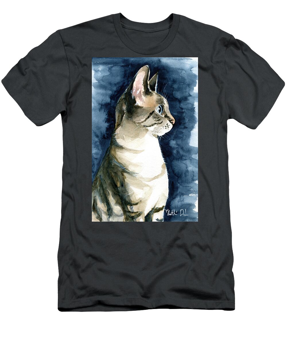 Cat T-Shirt featuring the painting Lynx Point Cat Portrait by Dora Hathazi Mendes